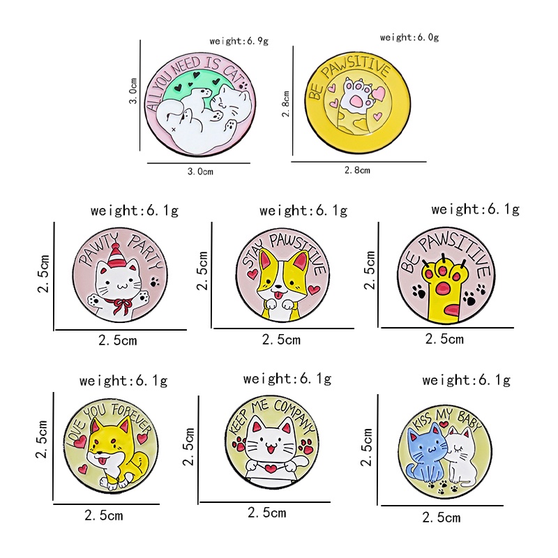 Huy hiệu cài áo MISS ZOE thiết kế họa tiết mèo/ cún/ chân mèo hoạt hình vui nhộn đáng yêu