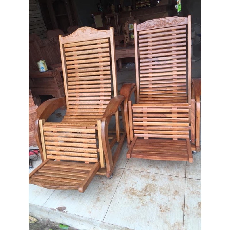 Ghế lười , ghế thư giẫn gỗ gõ , nghiến ... rộng phủ bì 75cm dài 1m8