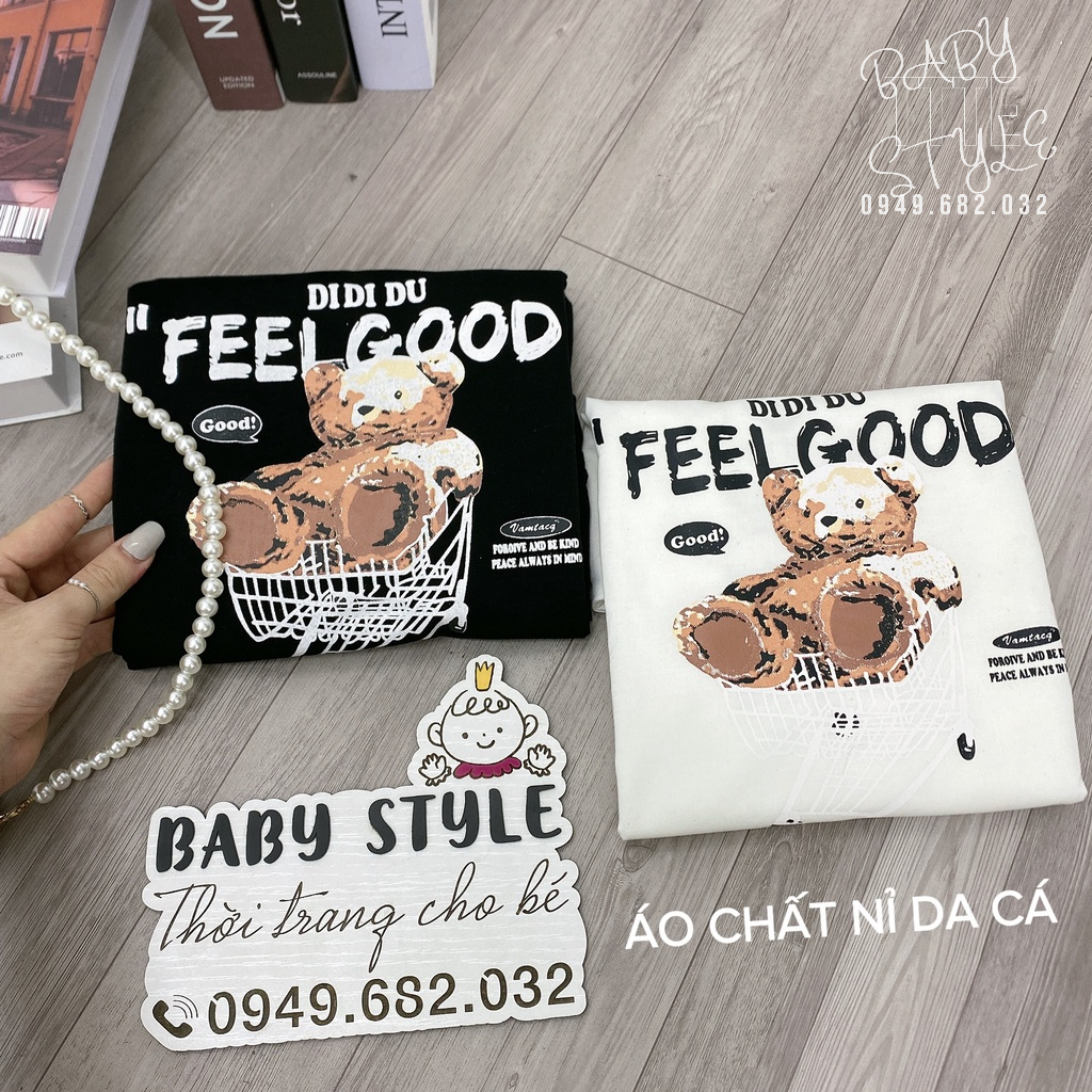 Áo nỉ sweater &quot;FEEL GOOD!&quot; 14-45kg cho bé trai, bé gái. Chất nỉ da cá đẹp. Phong cách Hàn Quốc. B37