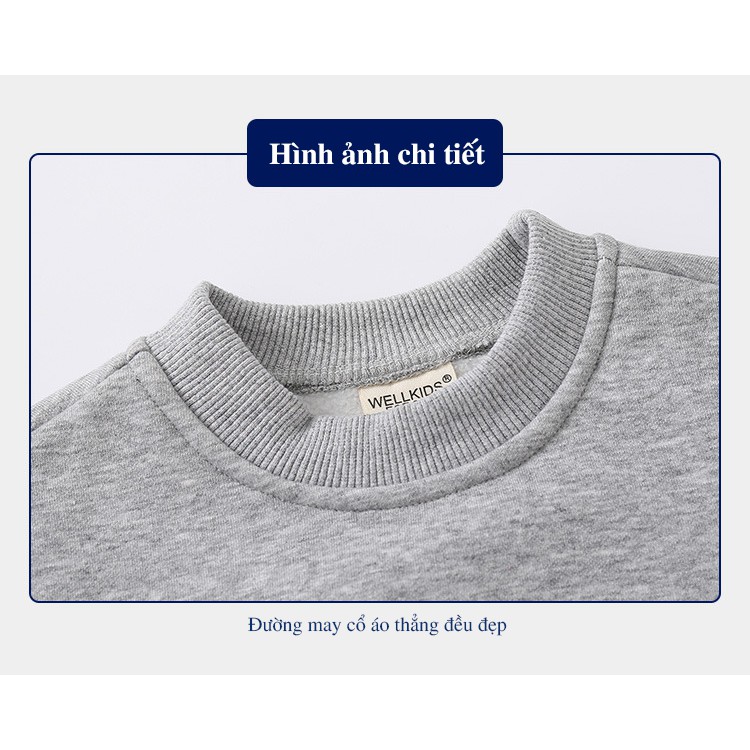 Áo nỉ cho bé WELLKIDS áo nỉ dài tay họa tiết túi Jean thu đông 2024