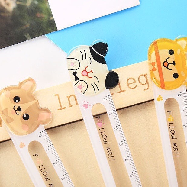 Thước kẻ acrylic trong suốt Hoạt Hình 15cm - Thước Động Vật Gấu trúc/ Mèo con/ Chó con..