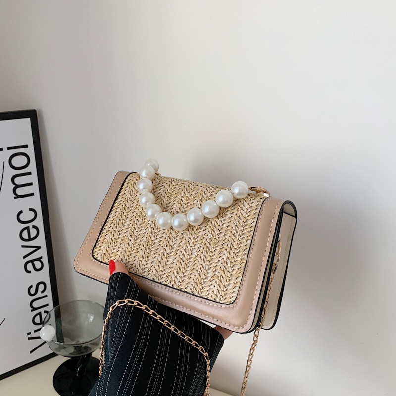 IELGY Túi Đeo Vai Đan Rơm Phong Cách Hàn Quốc Thời Trang Cho Nữ