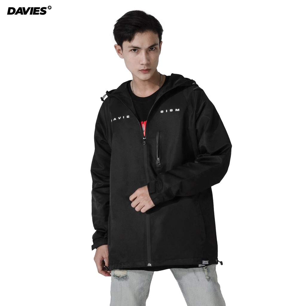 Áo khoác dù nam có mũ form rộng màu đen DAVIES Black Daviesism Jacket |D16-AK2