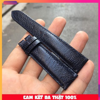 Dây Đồng Hồ Da Đà Điểu Handmade Màu Xanh Navy Cho Nam Đủ Size (Trong lót da bò)