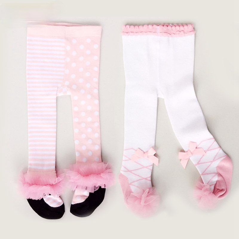 Quần Tất Cotton Phối Ren Đính Nơ Dễ Thương Cho Bé Gái 0-24 Tháng Tuổi