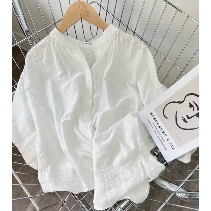 SƠ MI TRẮNG CỔ TRỤ ĐUÔI TÔM MADE BY NGOW