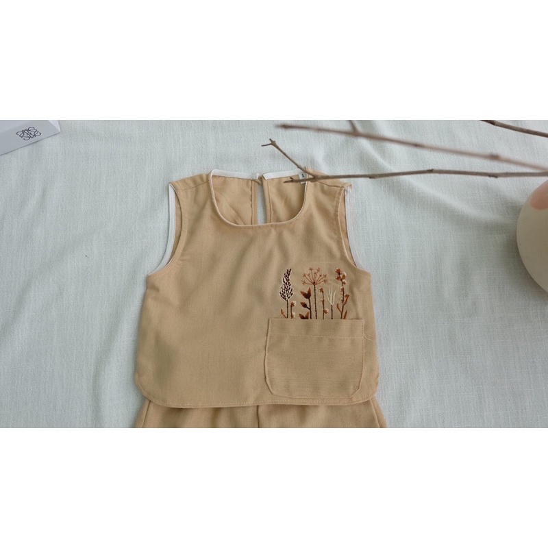 Sét bộ chất liệu linen cho bé gái 9-23kg