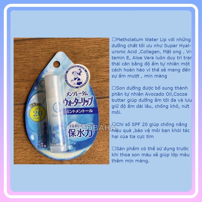 Son dưỡng môi chống nắng Mentholatum Waterlip 4.5g mùi bạc hà, mềm mịn môi, son dưỡng Nhật