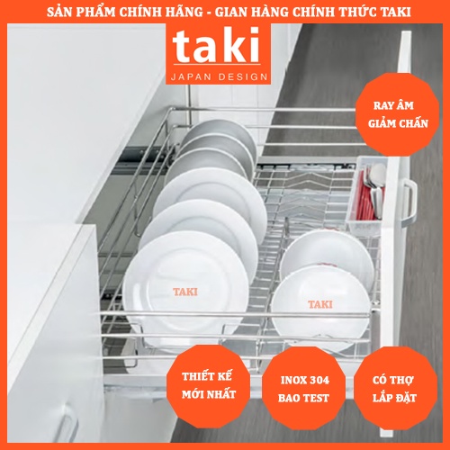 {CHÍNH HÃNG} Giá Bát Tủ Bếp Dưới TAKI NAN TRÒN INOX 304 Ray Âm Giảm Chấn (BẢO HÀNH VĨNH VIỄN)