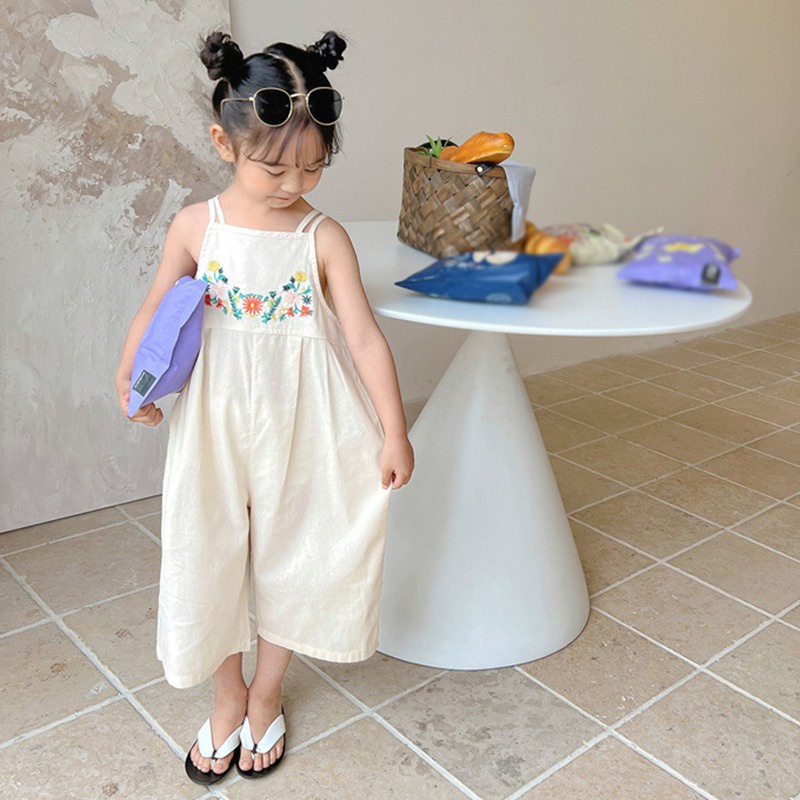 Áo Liền Quần Kiểu Hàn Quốc Thêu Họa Tiết Thời Trang Mùa Hè Mới Cho Bé Gái