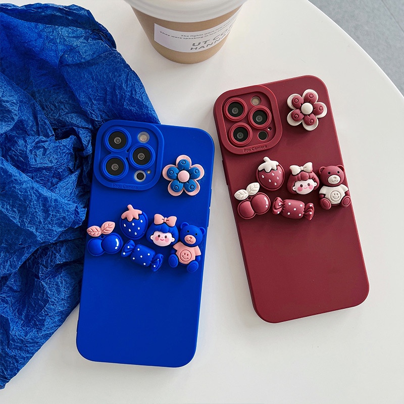 Ốp lưng iphone cạnh vuông bảo vệ camera gắn hoa 7plus x xsmax 11 11promax 12 12pro 12promax 13 13pro 13promax DT13