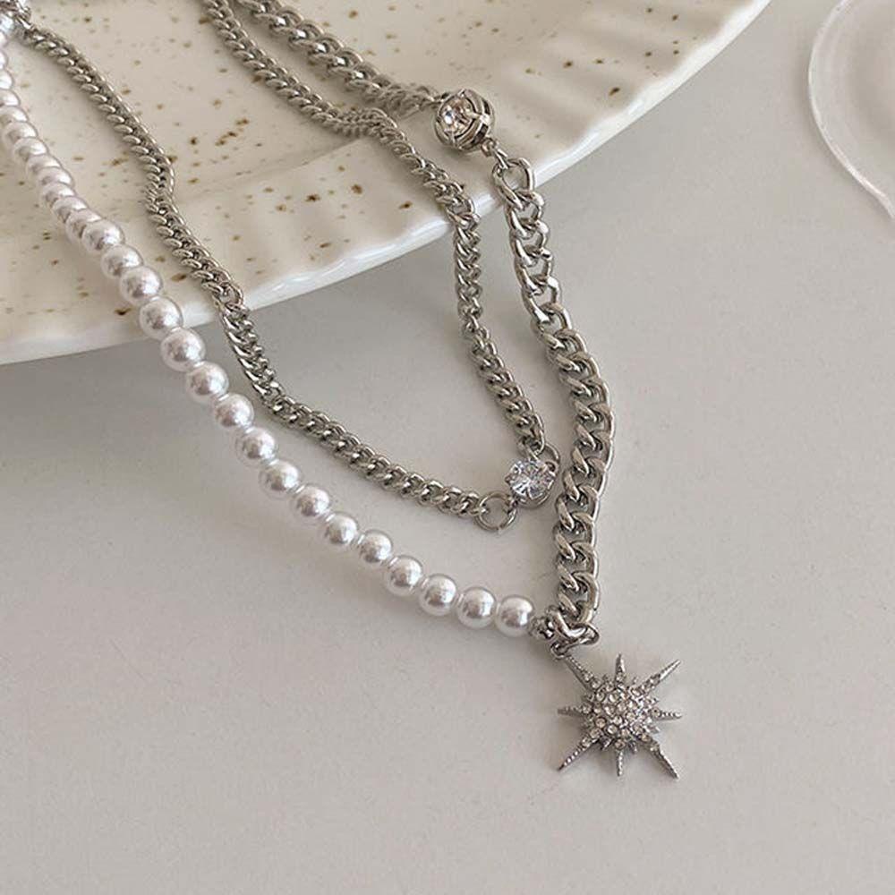 JARRED Dây Chuyền Hai Lớp Mặt Hình Ngôi Sao Dễ Thương Thanh Lịch