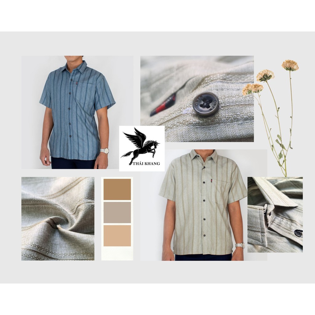 áo sơ mi nam trung niên ngắn tay vải đũi cao cấp BAO ĐẸP loại sơ mi nam ngắn tay form rộng rãi cho người già ASDS55 | BigBuy360 - bigbuy360.vn