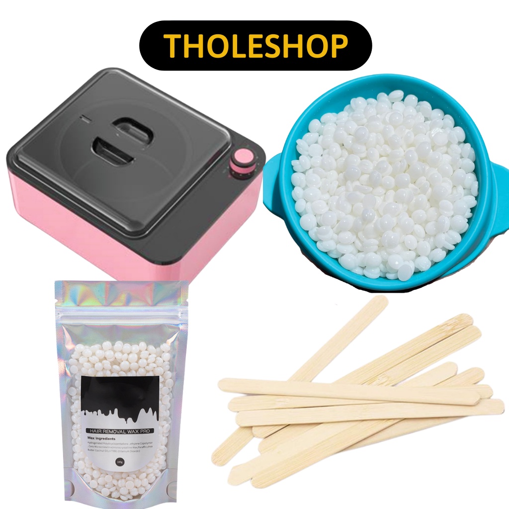 Combo Nồi Nấu Sáp Wax Lông Chống Dính + 100gr Sáp Cao Cấp Tặng Kèm 5 Que Gỗ