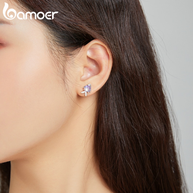 Bamoer Bông Tai bạc 925 Hình Cá Nhiệt Đới Cho Nữ sce1028