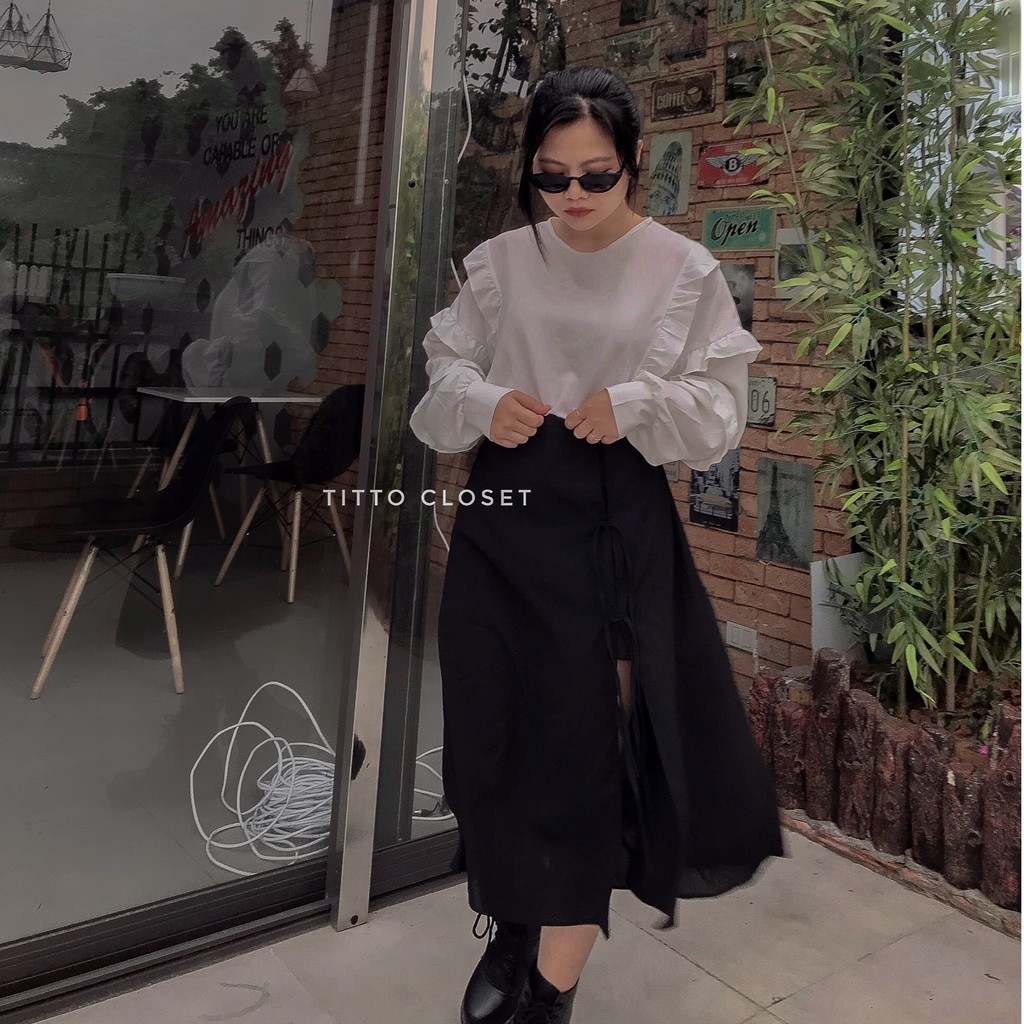 Chân Váy Xẻ Đùi Chất Đũi Ulzzang Skirt Ss3 - Ảnh Thật - Titto Closet