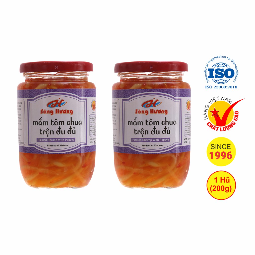 2 Hũ Mắm Tôm Chua Trộn Đu Đủ Sông Hương Foods Hũ 220g - Chấm gỏi cuốn , heo , bò , gà , rau sống , bún mắm