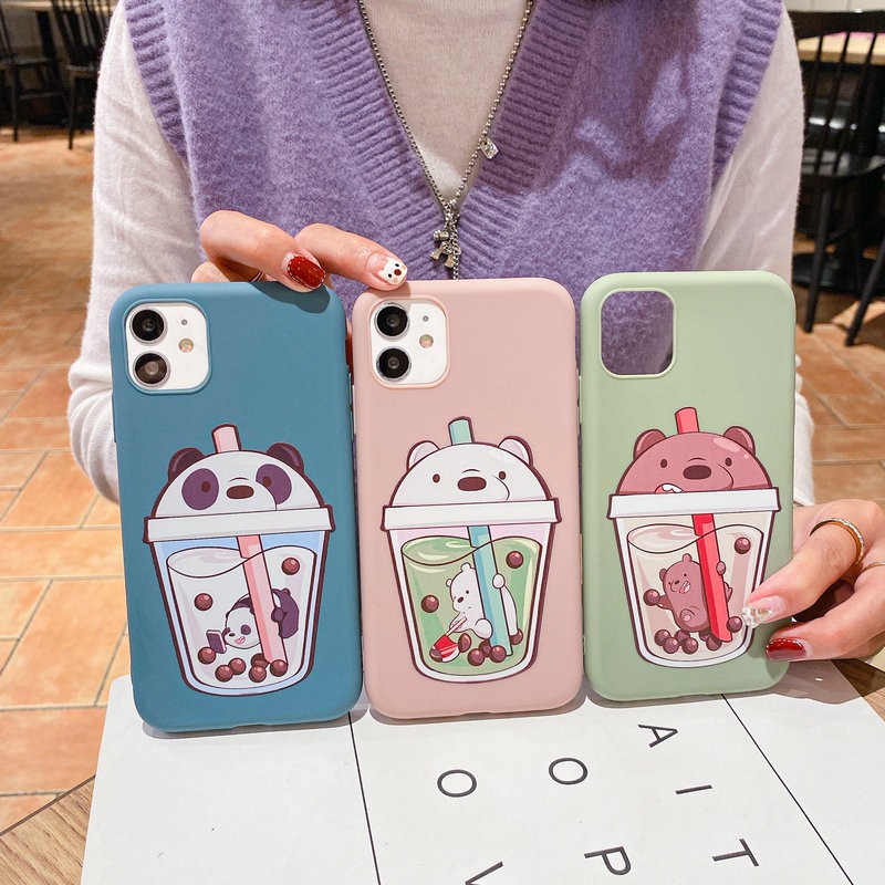 Ốp lưng OPPO A54 A53 A93 A15 A15S A52 A92 A31 A12 A12e A9 A7 A5 A5S A3S A1K F11 F9 F7 F5 Youth F1S Realme 5 5i C3 C2 C1 Pro 2020 Milk Tea Cup Cute Bear Soft Case