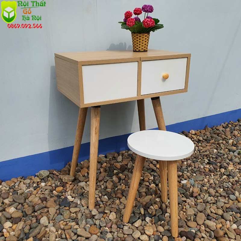 🔴 FREE SHIP 🔴Bàn Trang Điểm Gỗ MDF Phủ Melamin Cao 73cm , Ghế Đôn Mặt Min Cao Cấp