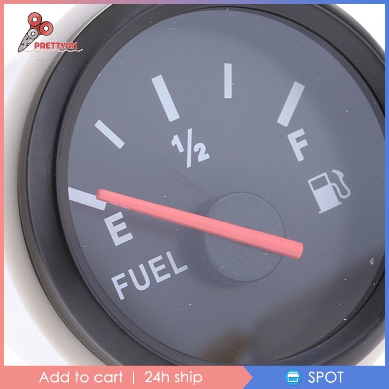 [Prettyia1] Đồng Hồ Đo Mức Độ Nhiên Liệu Xe Hơi Tàu Thuyền 2 "LED Chống Thấm Nước Màu Trắng
