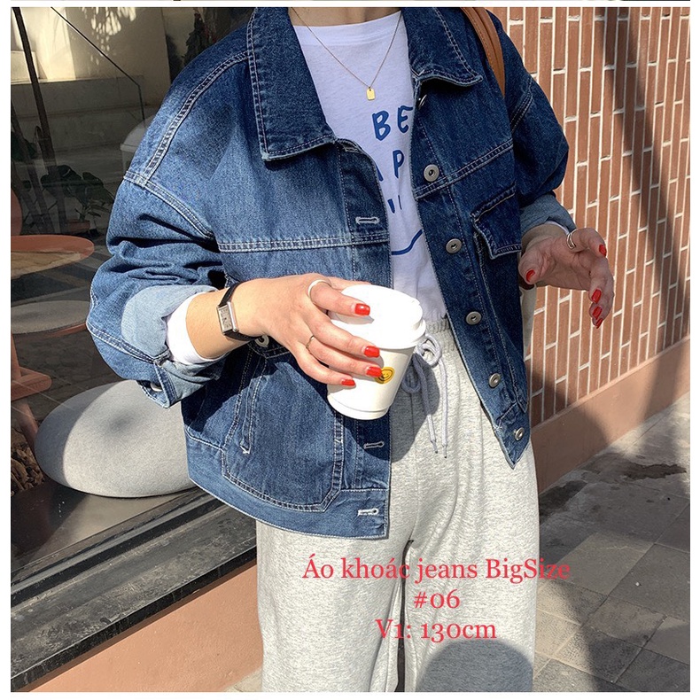 Áo khoác jeans nữ phom rộng OverSize kiểu 2 Túi To Rộng dành cho BigSize 07 MLJ