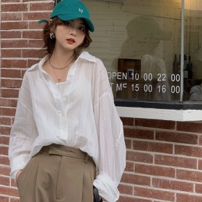  Áo sơ mi nữ cổ polo tay dài oversize thiết kế mới thời trang 45151 | BigBuy360 - bigbuy360.vn