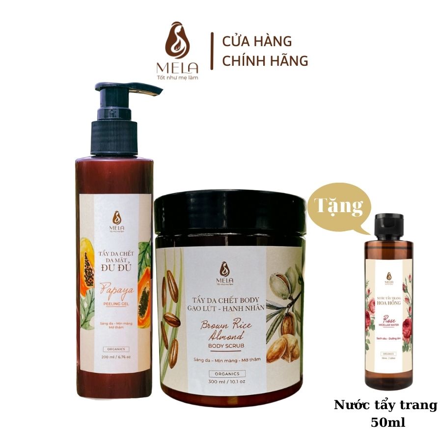 Bộ Tẩy Da Chết Mặt và Body MELA Làm Sạch Dịu Nhẹ, Tẩy Tế Bào Chăm Sóc Da Trắng Mịn Sáng Khoẻ Giảm Thâm - ML20