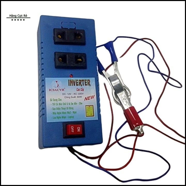 Thiết bị biến điện 12v ra 220v công suất 60W hoặc 100W + Tặng vít thử điện