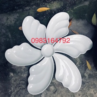 Bộ đĩa cánh tiên 6 cánh gốm sứ Bát Tràng sz to KT 1 đĩa 32x18cm