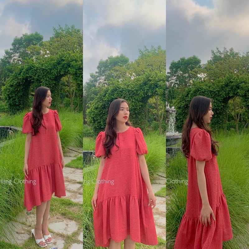 Đầm đuôi cá dáng suông, đầm nhăn đuôi cá