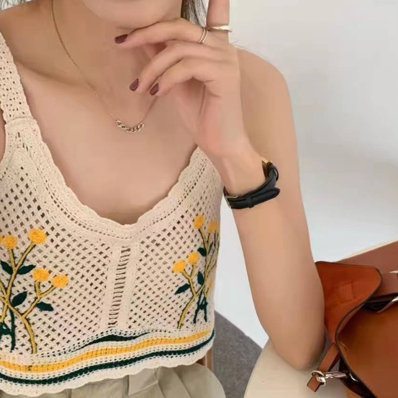 Áo lửng không tay thêu hoa quyến rũ dành cho nữ