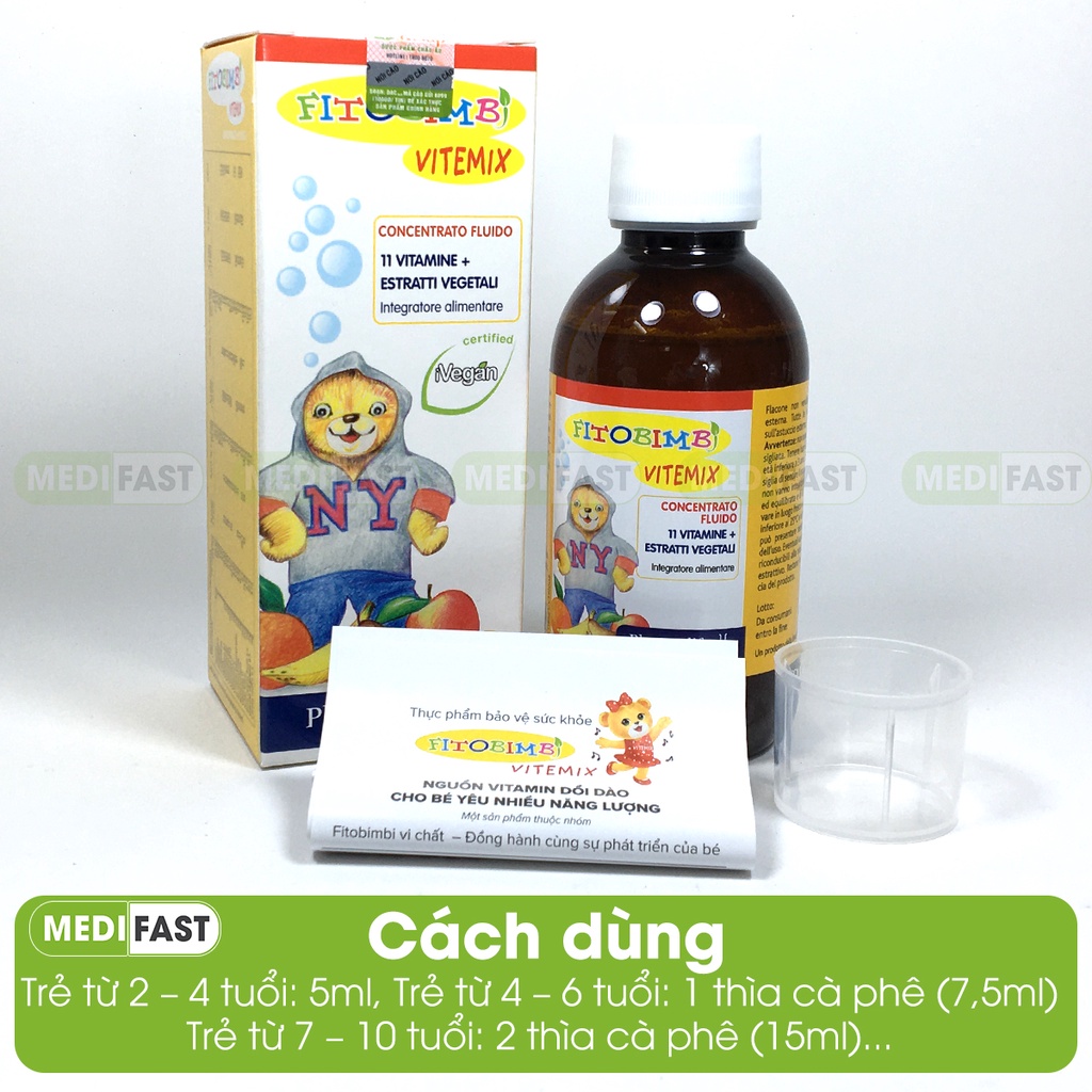 Fitobimbi Vitemix.Bổ Sung Vitamin,Khoáng Chất Cần Thiết Cho Bé Phát Triển Toàn Diện - Nhập khẩu từ Ý - Chai 200ml
