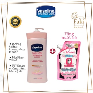 Sữa dưỡng thể trắng da Vaseline Combo dưỡng trắng da, chống nắng- Vaseline 725ml muối bò