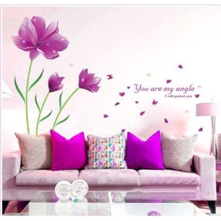 Decal dán tường hoa tím