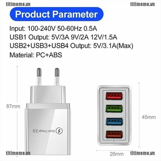 Củ Sạc Nhanh 4 Cổng Usb Qualcomm 3.0 5v
