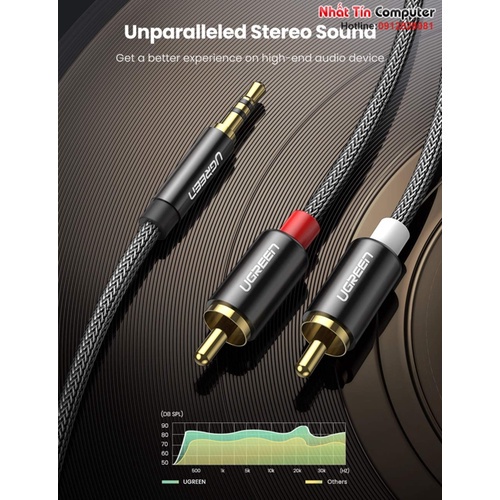 Cáp âm thanh Audio 3.5mm ra 2 RCA bọc Nylon Ugreen cao cấp