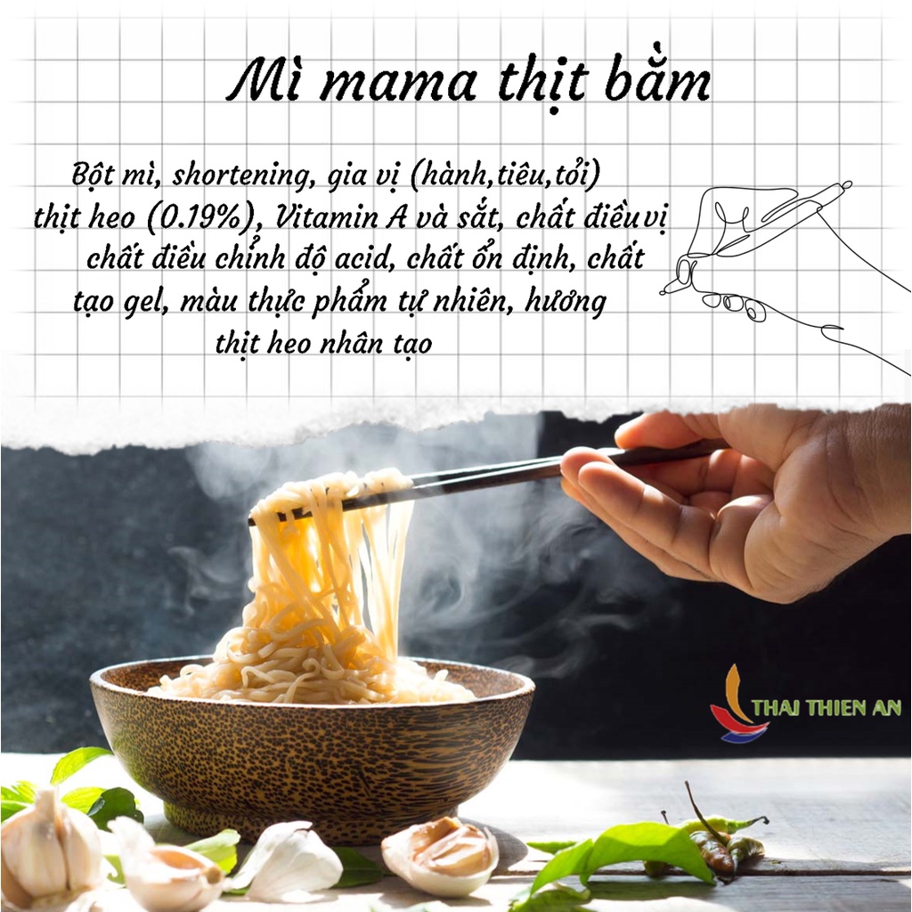 Thùng mì gói MAMA thịt bằm Thái Lan 30 gói