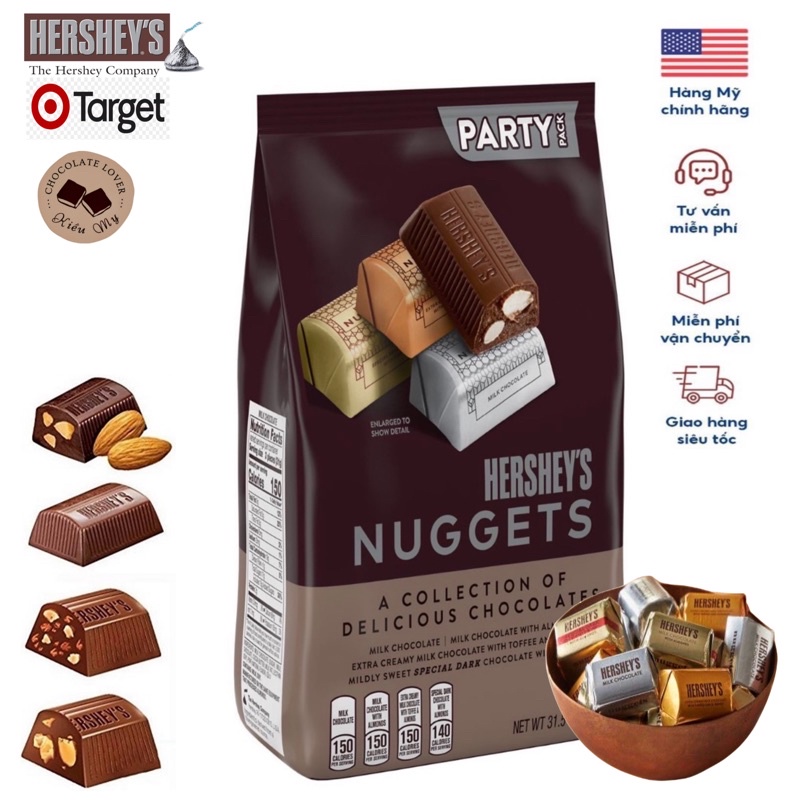 Kẹo socola Mỹ Hershey's nuggets đủ 4 vị túi 893g