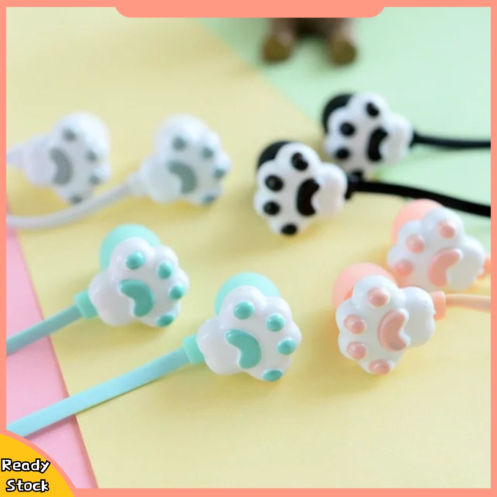 Tai Nghe Nhét Tai Có Dây 3.5mm Hình Dấu Chân Mèo Dễ Thương