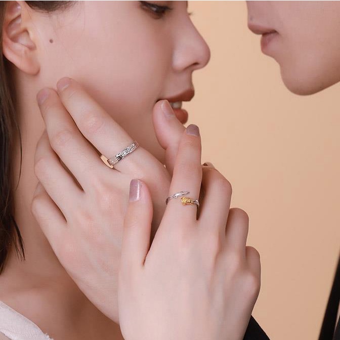 Cặp Nhẫn Đôi Họa Tiết Hoa Hồng Thời Trang Dành Cho Nam Và Nữ