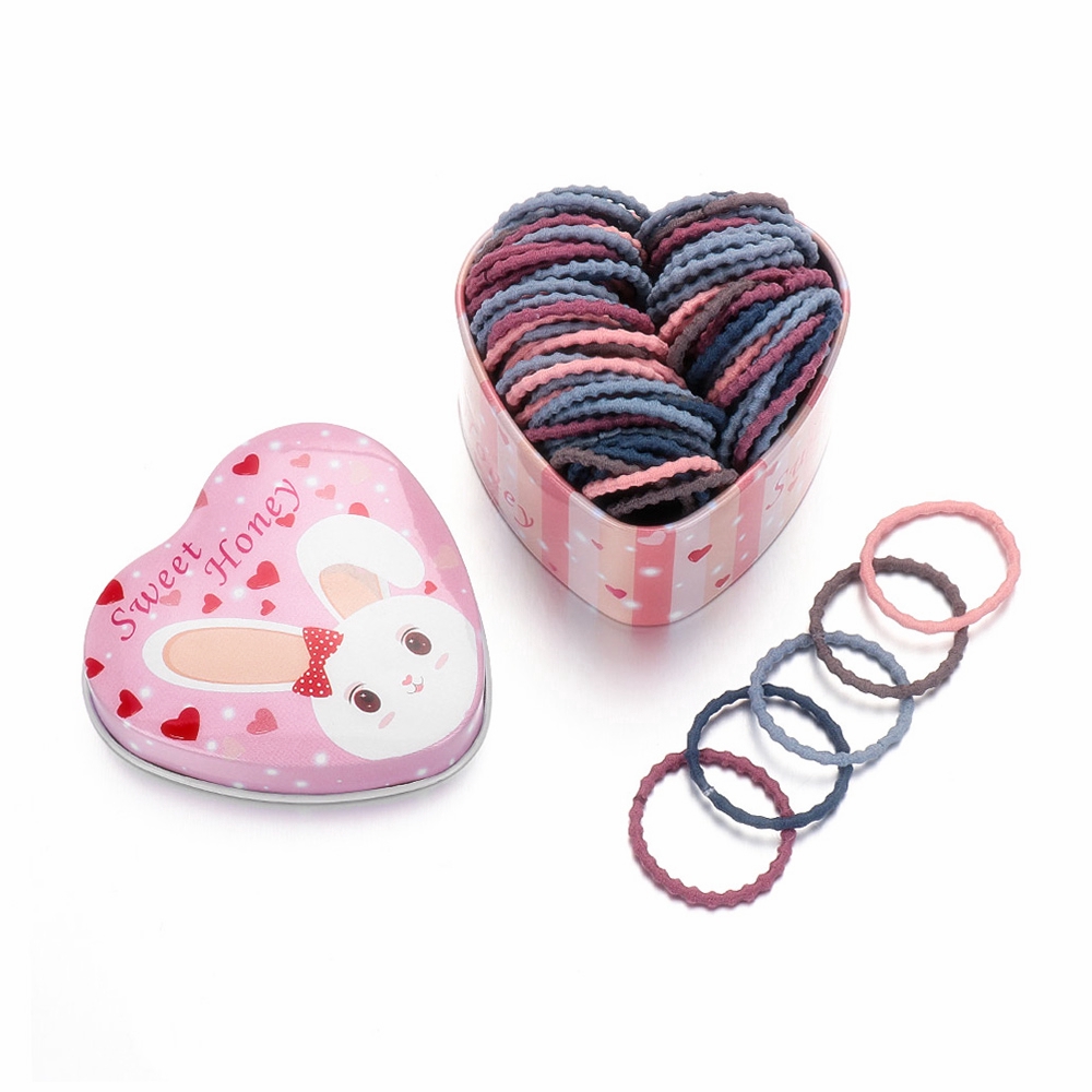 Hộp 50 dây thun buộc tóc nhiều màu sắc xinh xắn