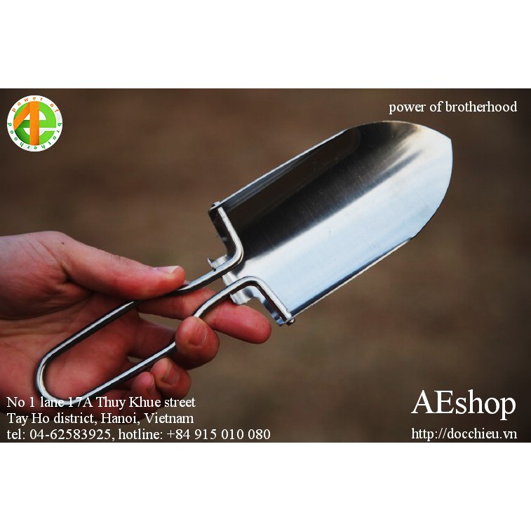 Xẻng câu xẻng dã ngoại inox gấp