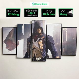 Bộ 5 Tranh Canvas Assassin, Có Khung Composite, Bảo Hành 12 tháng