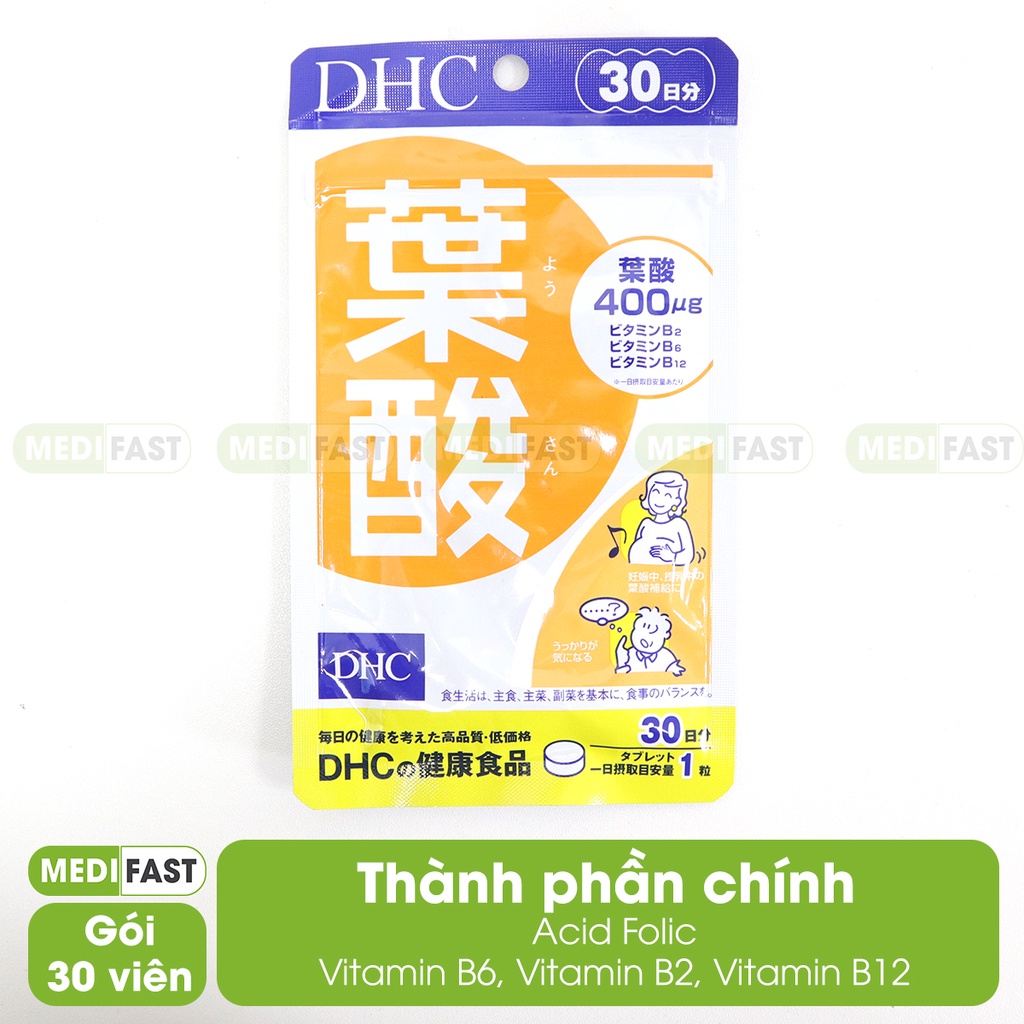 Viên uống cho mẹ bầu DHC Folic Acid - Bổ sung Axit Folic mỗi ngày giúp mẹ bầu khỏe mạnh, thai nhi phát triển toàn diện