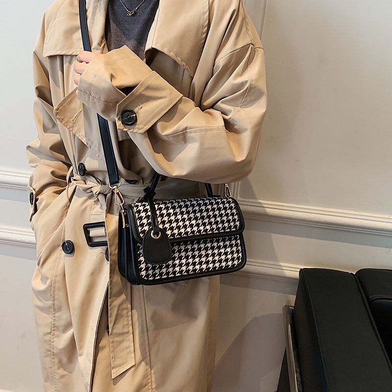 Túi xách nữ đẹp túi đeo chéo đeo vai nữ đi chơi giá rẻ họa tiết caro vintage QH013