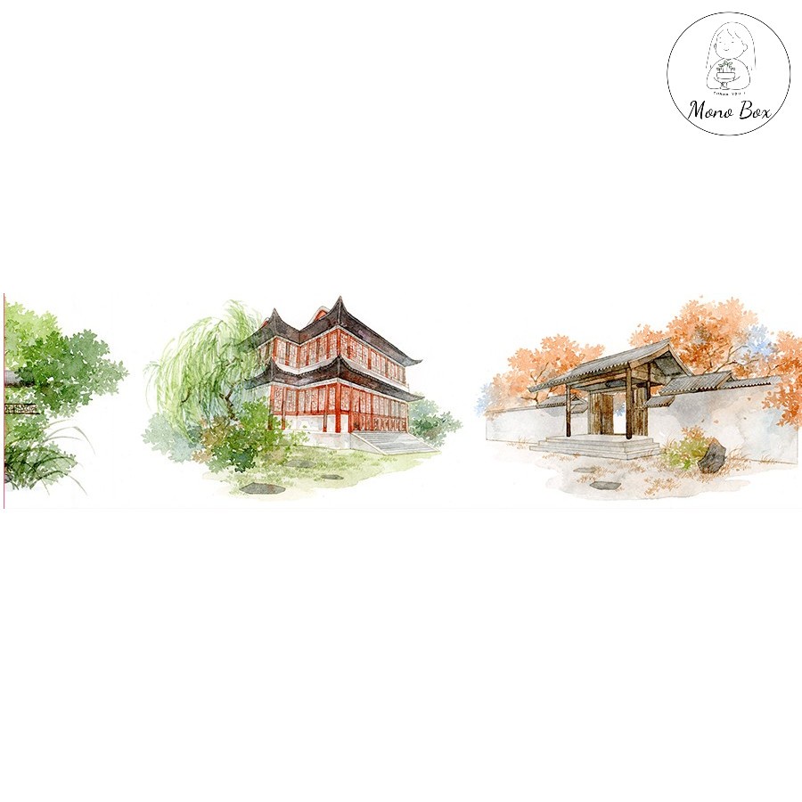 Washi tape phong cảnh cổ trang đẹp trang trí sổ chiết MONO BOX CTZ13