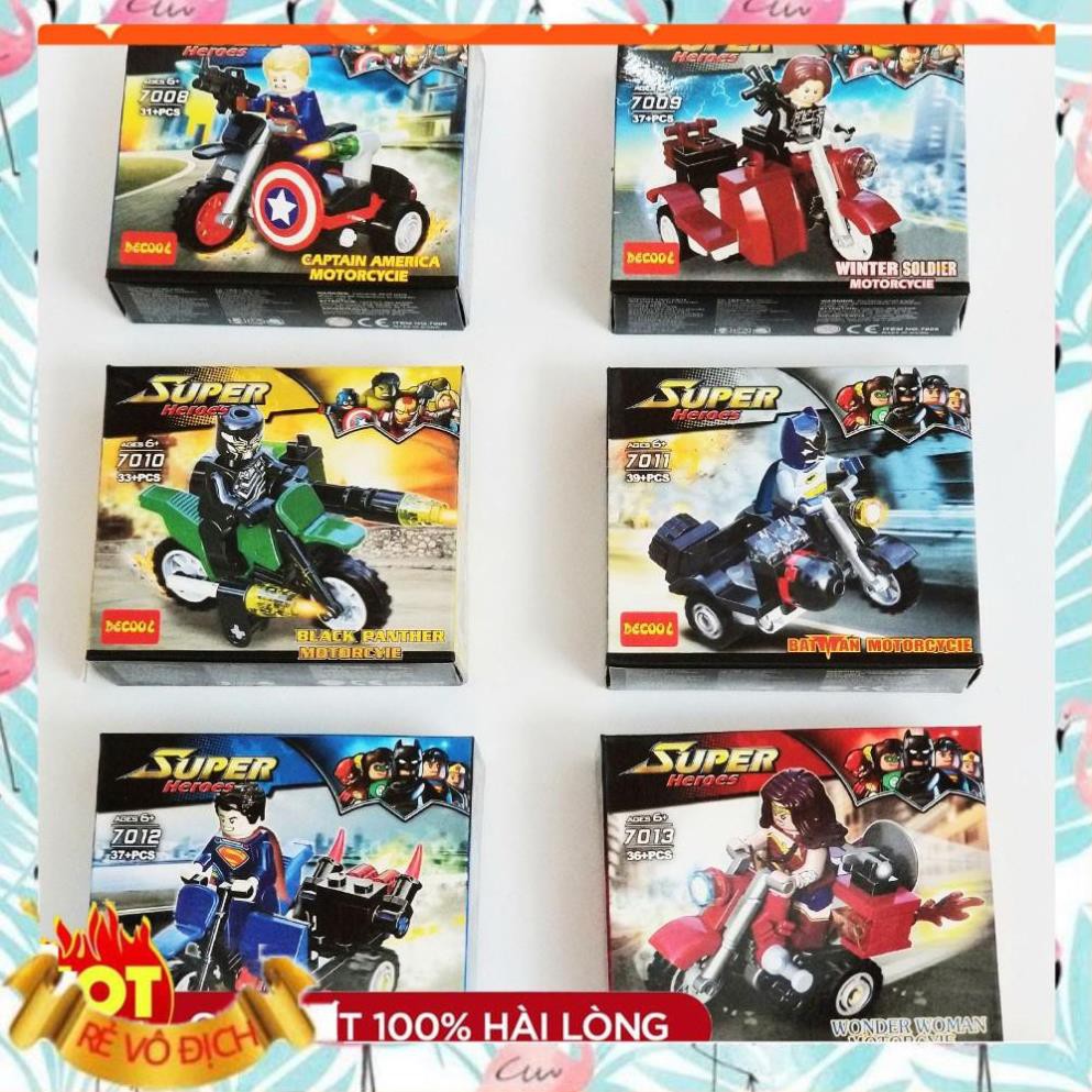 Lego Minifigures Ninjago 👌 Xếp hình Siêu anh hùng Marvel Motorcycle Lego Minifigures Decool 7008-7013