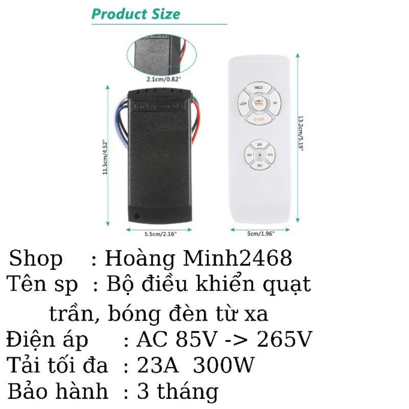 Bộ mạch quạt trần điều khiển từ xa cho quạt 220V, 110V tải 300W