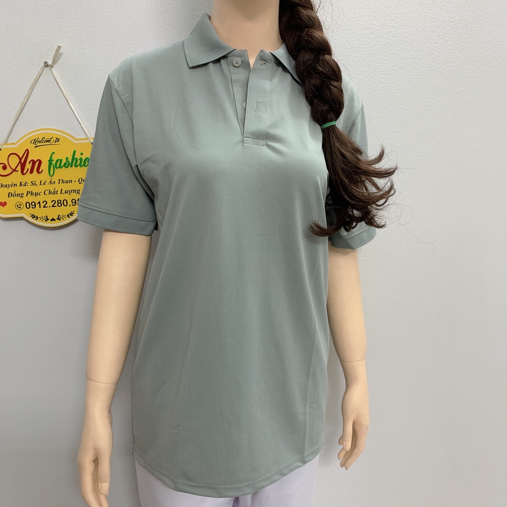 Áo polo màu xám vải poly Thái cao cấp cho nam nữ _ Hình chụp thật