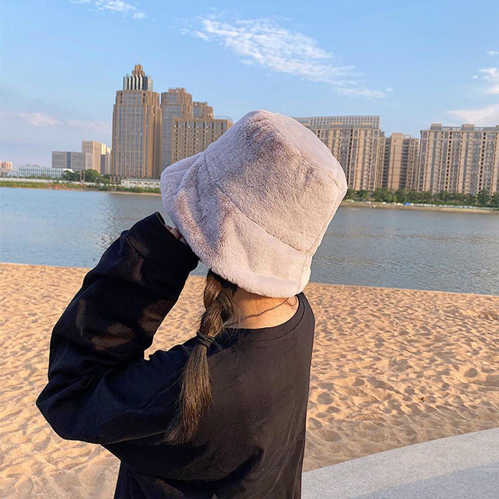 EXPEN Mũ Bucket Chất Liệu Dày Dặn Mềm Mại Thời Trang Mùa Đông Cho Nữ